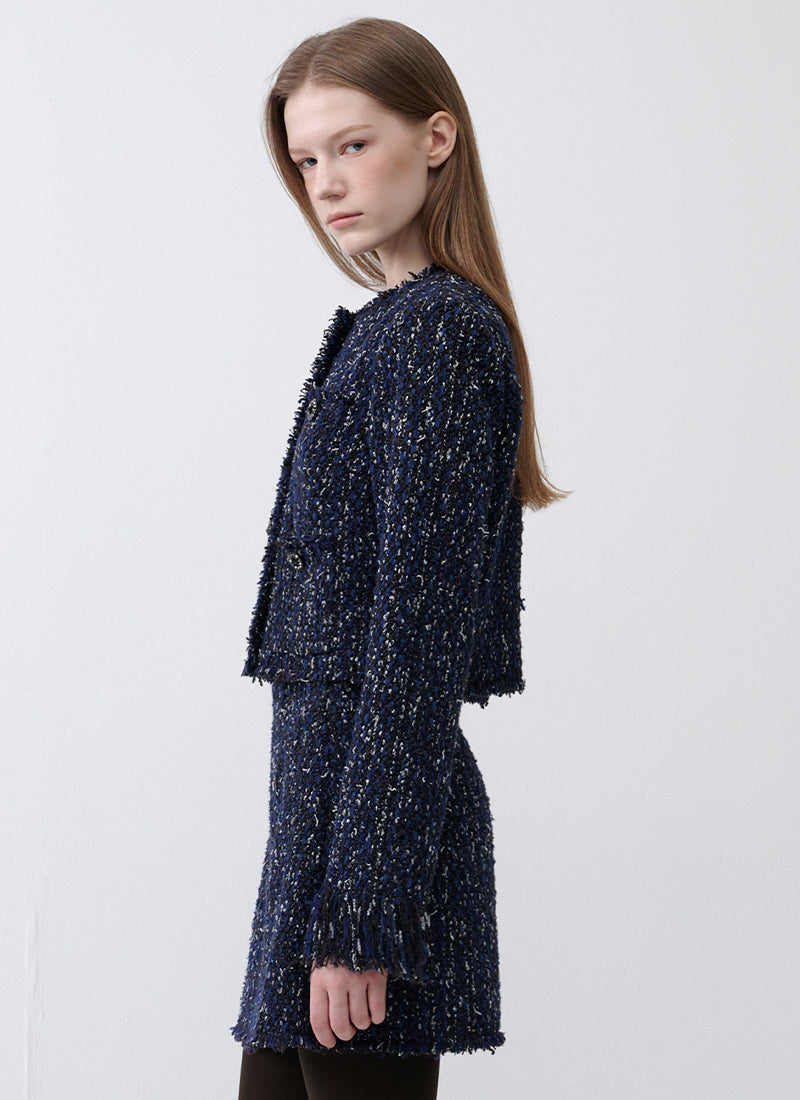  Cropped Tweed Jacket With Fringe by RVN at Andrews 