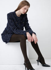 RVN Cropped Tweed Jacket With Fringe