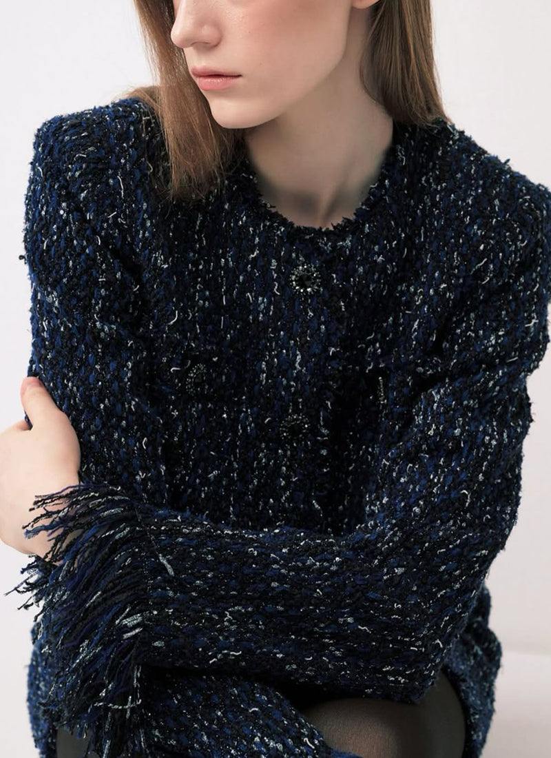  Cropped Tweed Jacket With Fringe by RVN at Andrews 