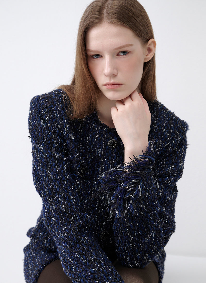  Cropped Tweed Jacket With Fringe by RVN at Andrews 