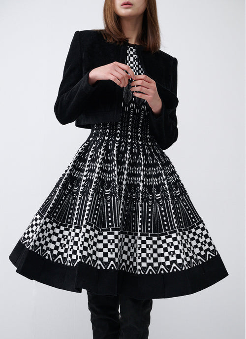  Checkered Jacquard Sleeveless Mini Dress by RVN at Andrews 