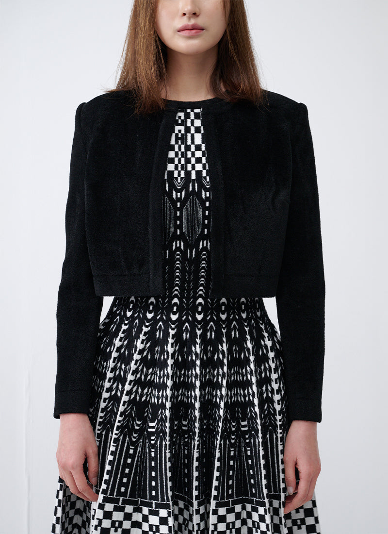 RVN Cropped Velvet Cardigan