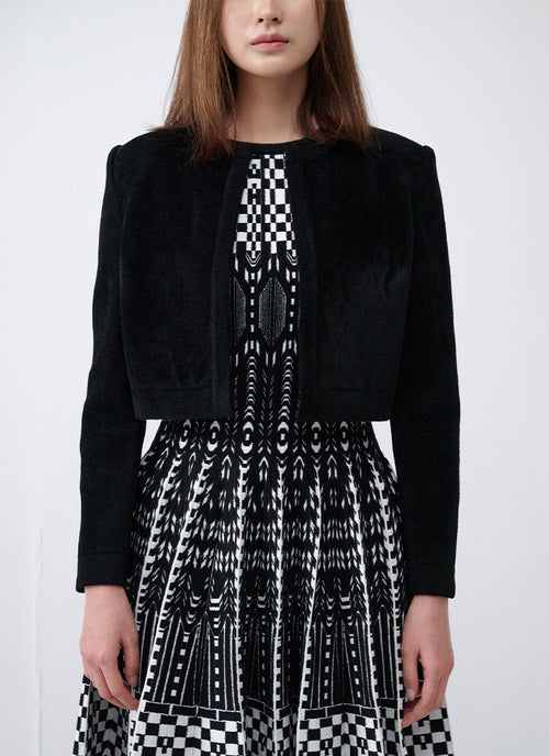 RVN Cropped Velvet Cardigan
