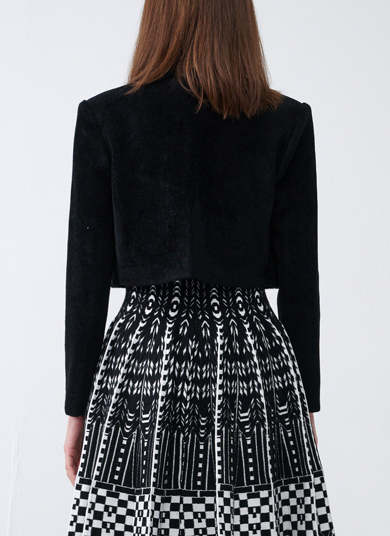 RVN Cropped Velvet Cardigan