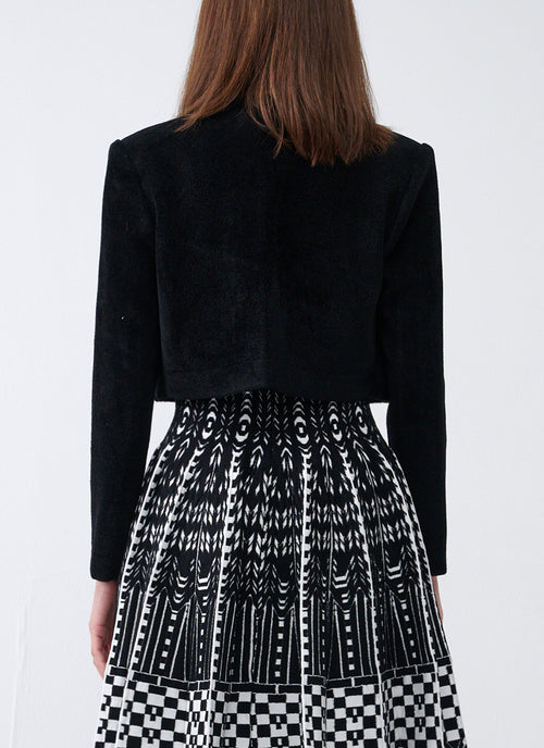 RVN Cropped Velvet Cardigan