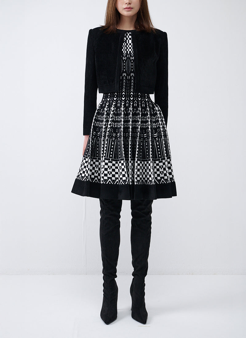 RVN Cropped Velvet Cardigan
