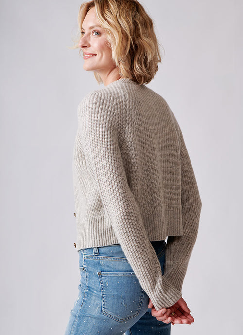 White+Warren Ribbed Button Cardigan