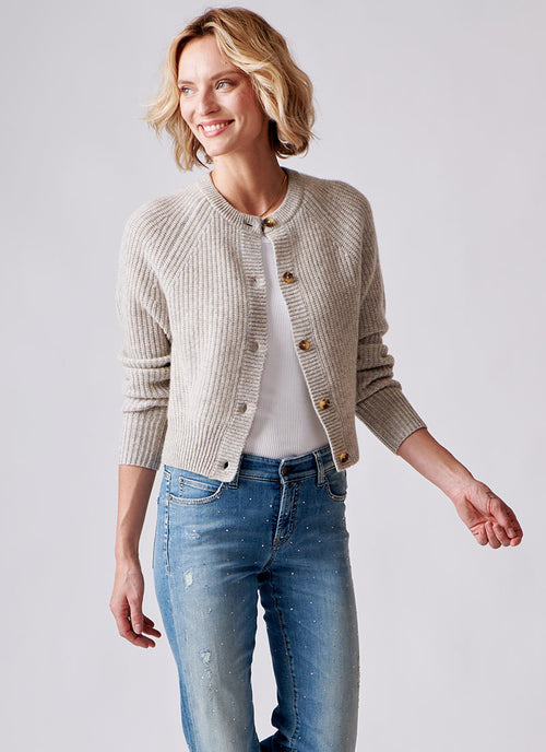 White+Warren Ribbed Button Cardigan