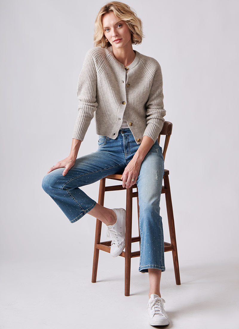 White+Warren Ribbed Button Cardigan