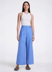 Smythe Linen Cropped Pleated Trouser