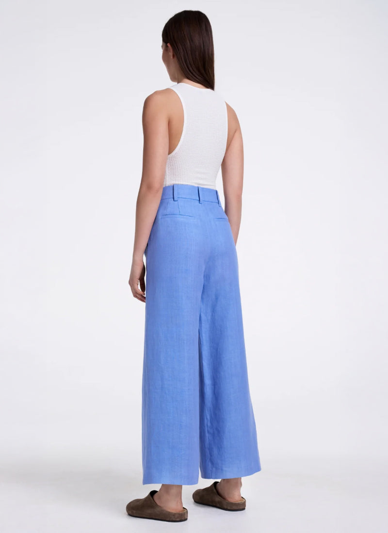 Smythe Linen Cropped Pleated Trouser