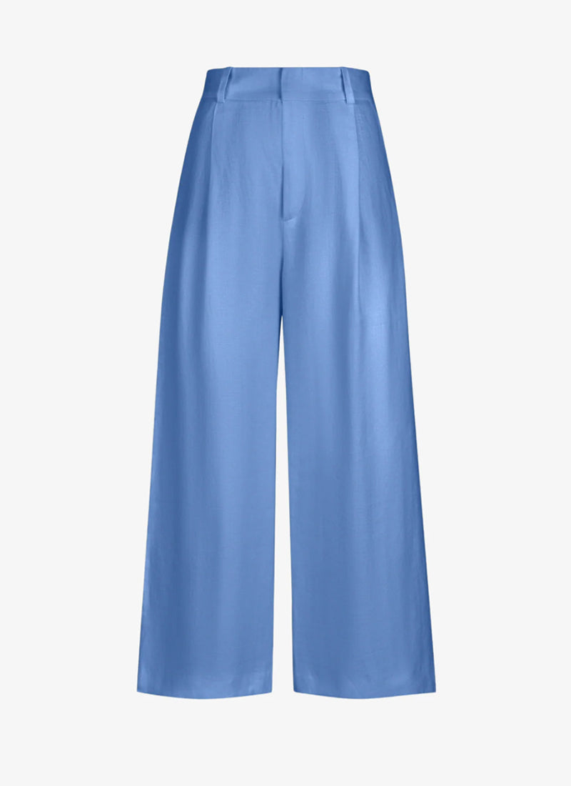 Smythe Linen Cropped Pleated Trouser
