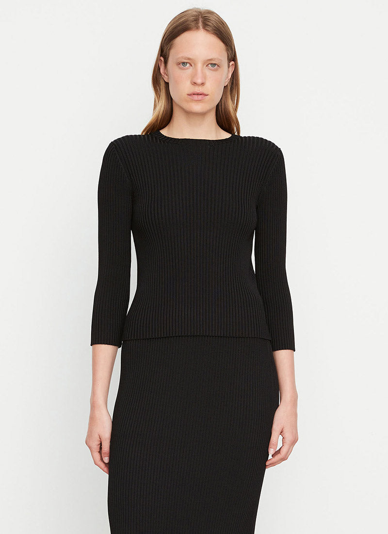Vince Ribbed Boat Neck Top