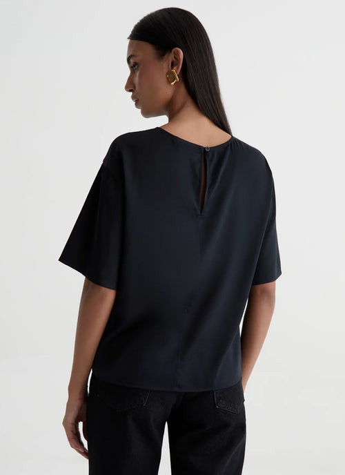 AG Jeans Nari Short-Sleeve Silk T-Shirt