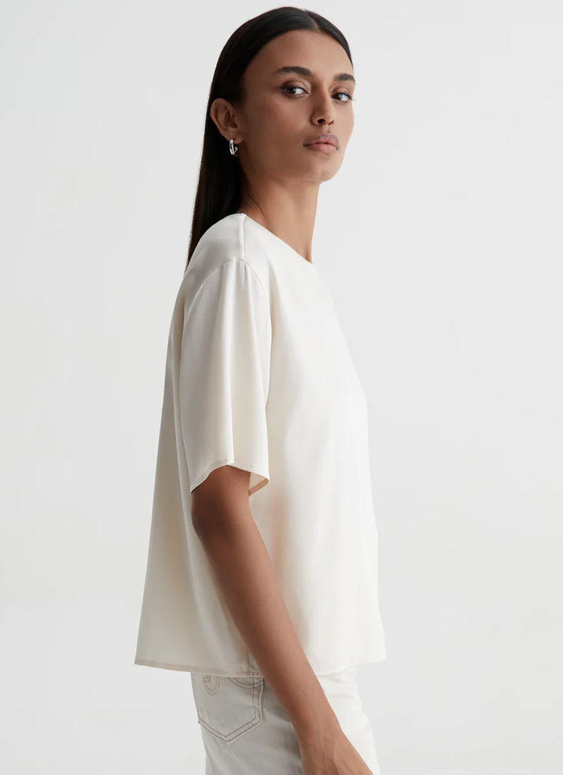 AG Jeans Nari Short-Sleeve Silk T-Shirt