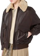 Alata Shearling Collar Leather Bomber