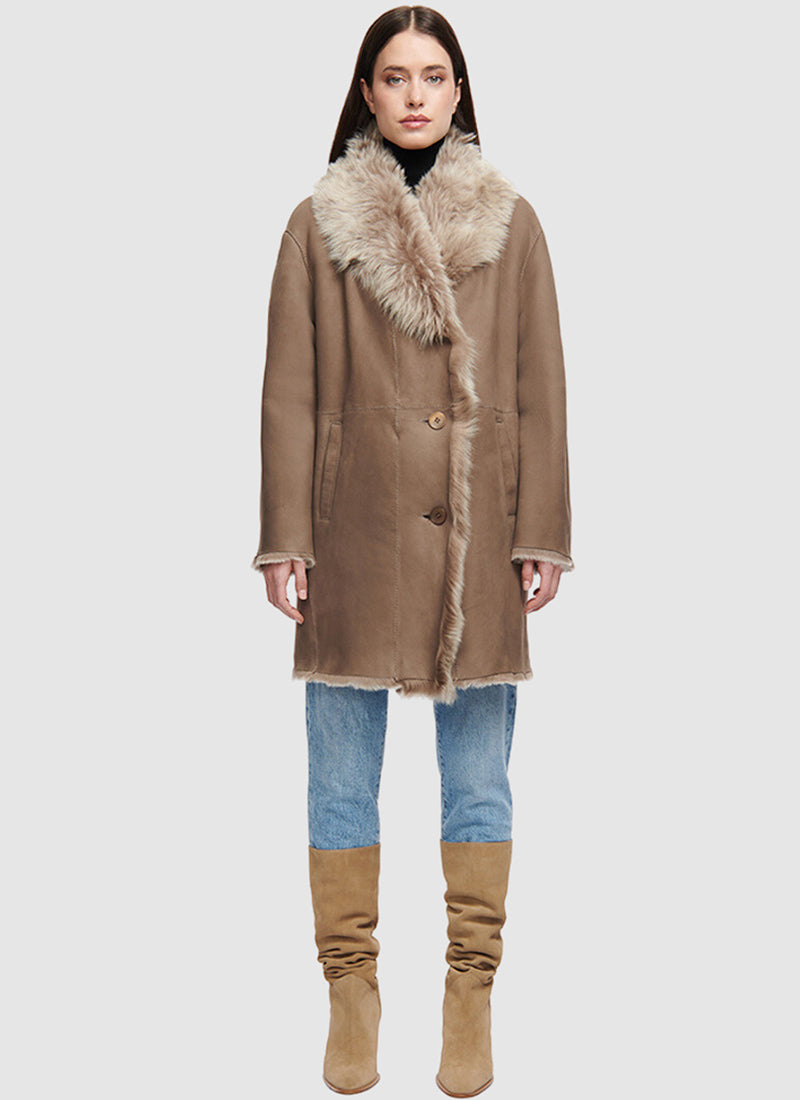 Hiso Ally Shearling Single-Breasted-Coat