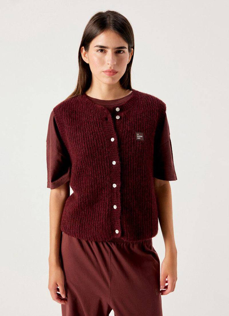 ベスト A VONTADE CW Piping Vest British Wool S East Ribbed Sweater Vest by American Vintage | Andrews