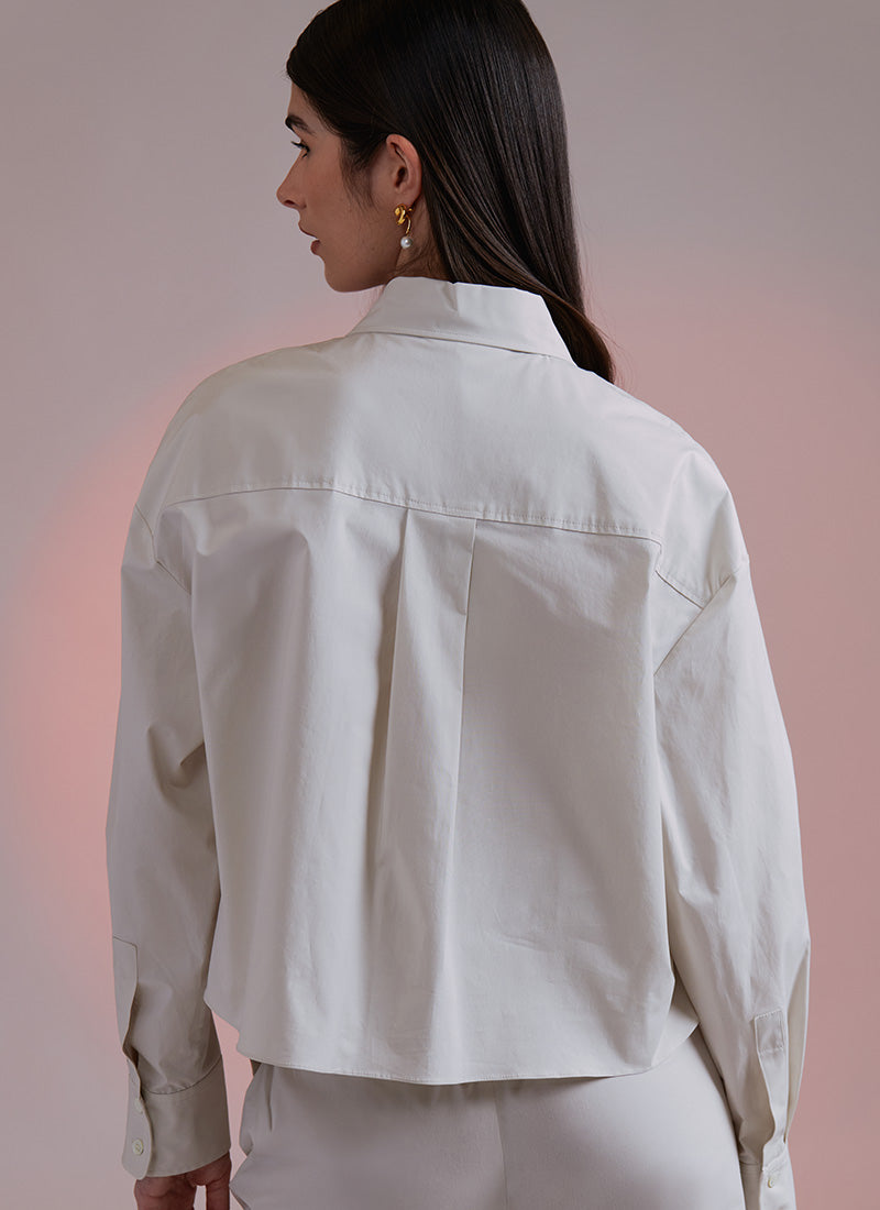 Antonelli Anne Long-Sleeve Poplin Cropped Shirt