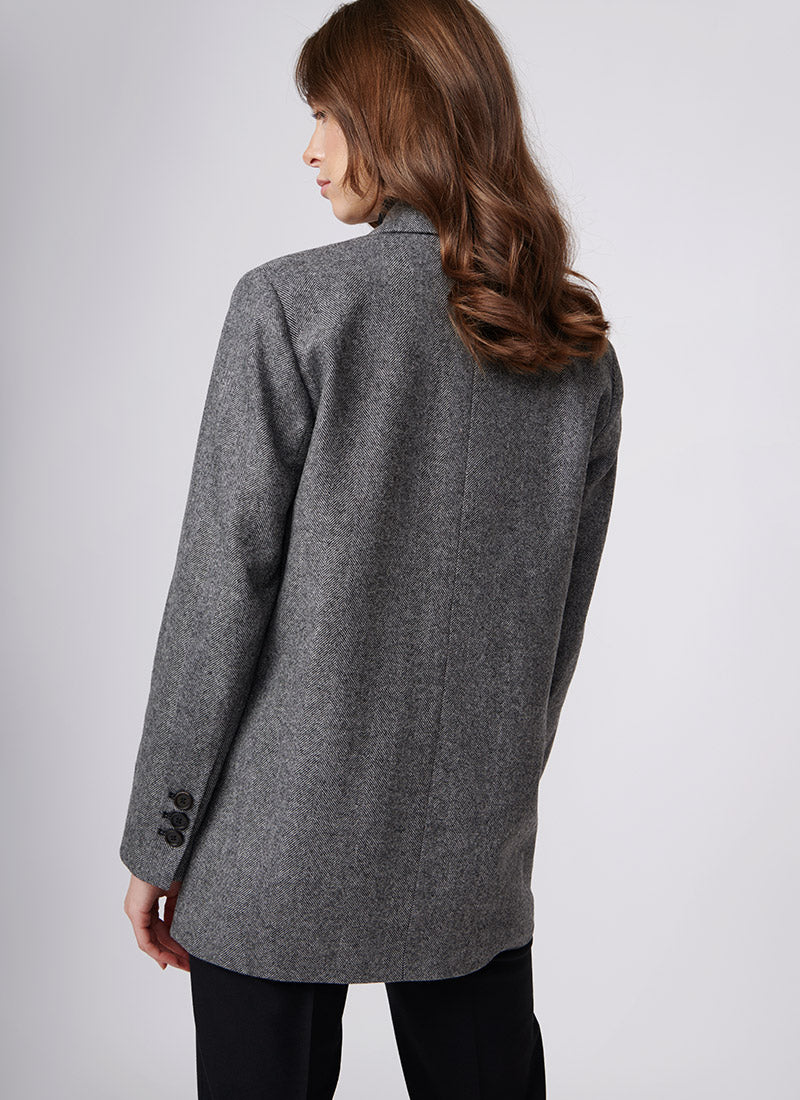 Antonelli David Double-Breasted Herringbone Blazer