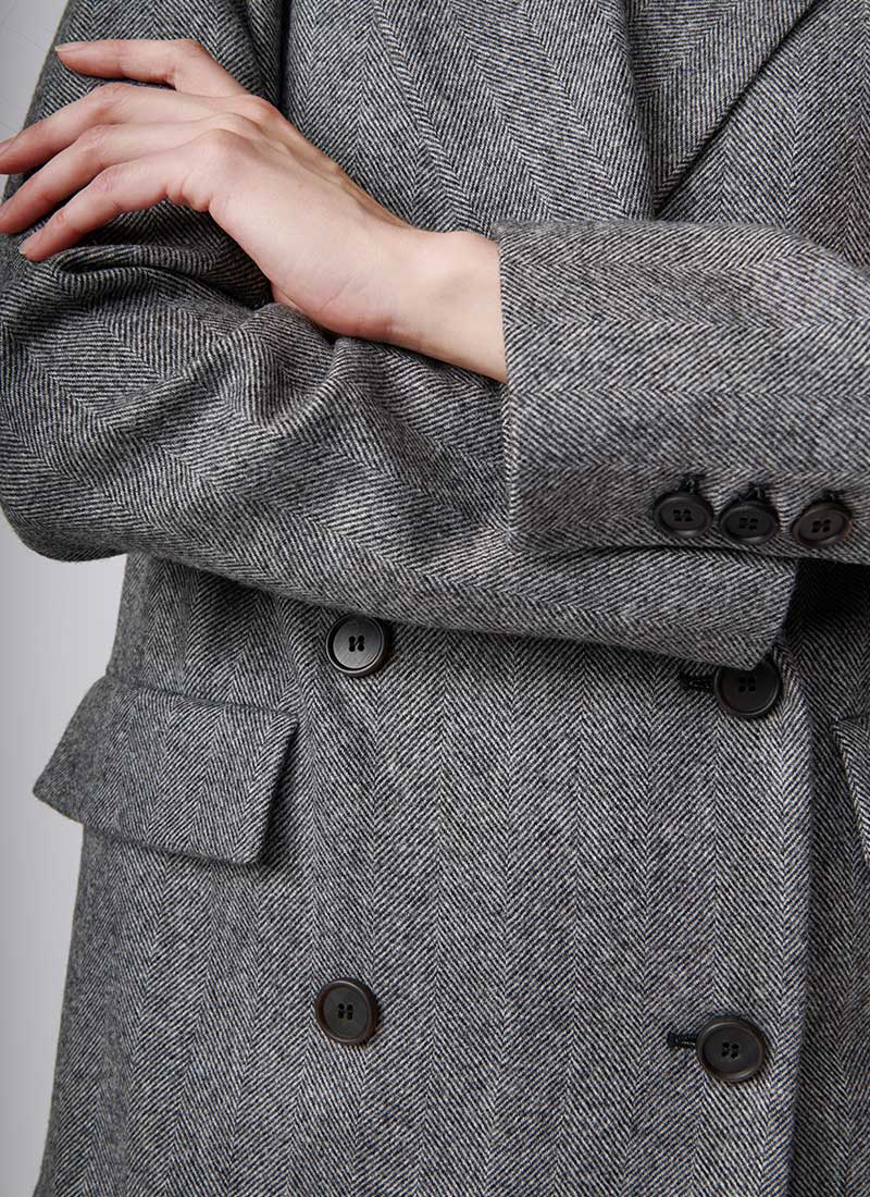 Antonelli David Double-Breasted Herringbone Blazer