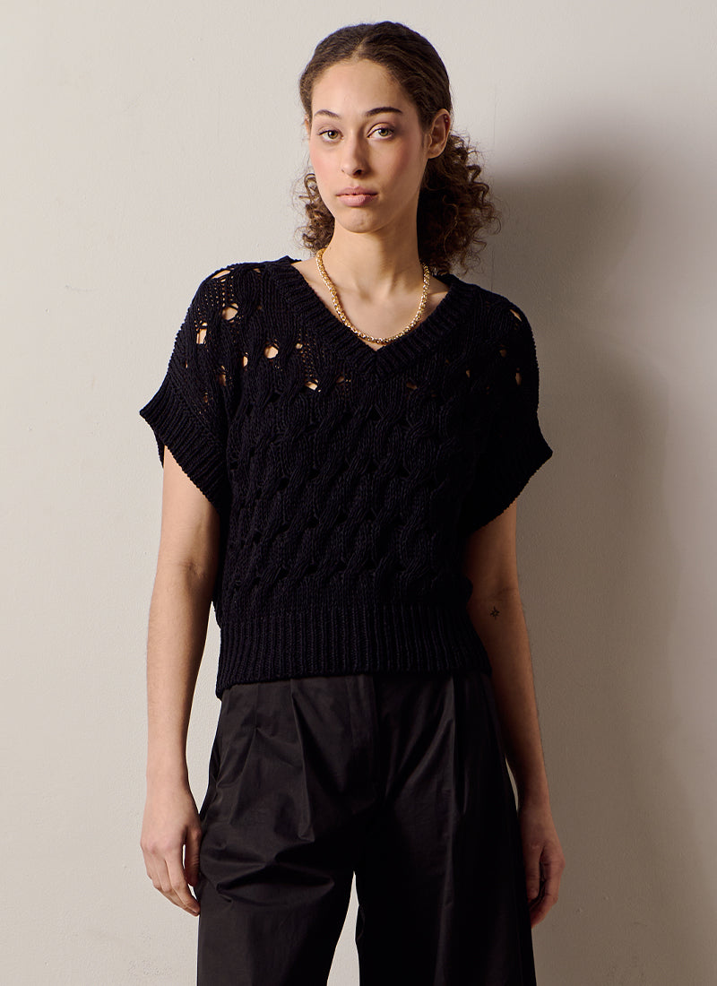  Matisse V Neck Open Knit Vest Antonelli Andrews 