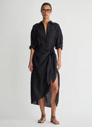 Alessandra Linen Sarong Shirt Dress by Apiece Apart
