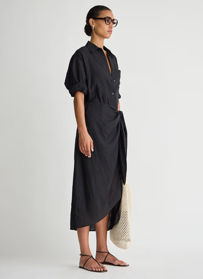 Alessandra Linen Sarong Shirt Dress