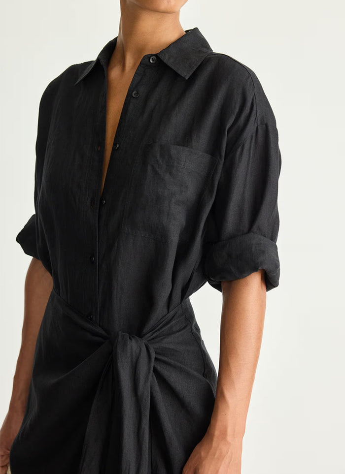 Alessandra Linen Sarong Shirt Dress by Apiece Apart