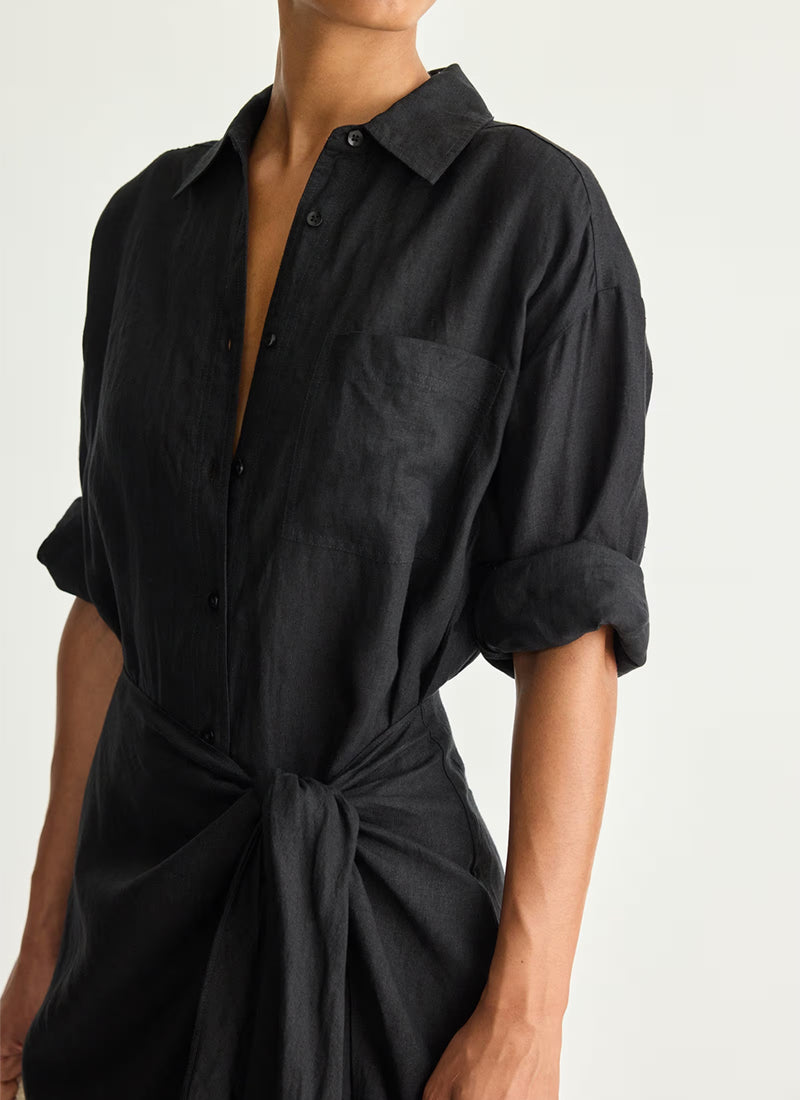 Alessandra Linen Sarong Shirt Dress by Apiece Apart