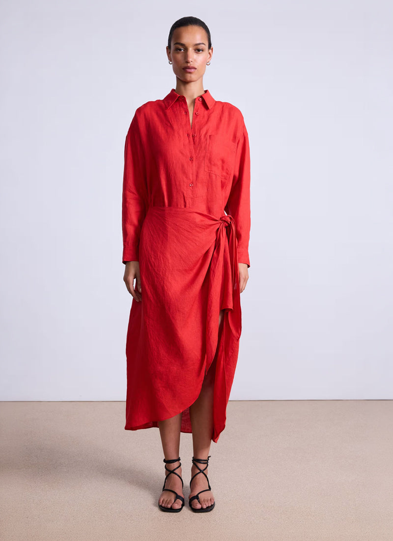 Apiece Apart Alessandra Linen Sarong Shirt Dress