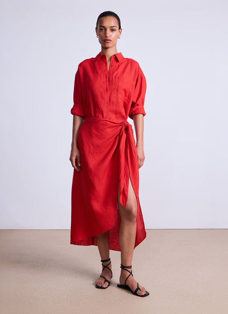 Alessandra Linen Sarong Shirt Dress by Apiece Apart | Andrews Alessandra Linen Sarong Shirt Dress by Apiece Apart | Andrews