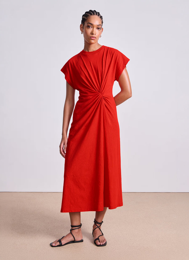 Apiece Apart Volta Twist Cotton Midi Dress