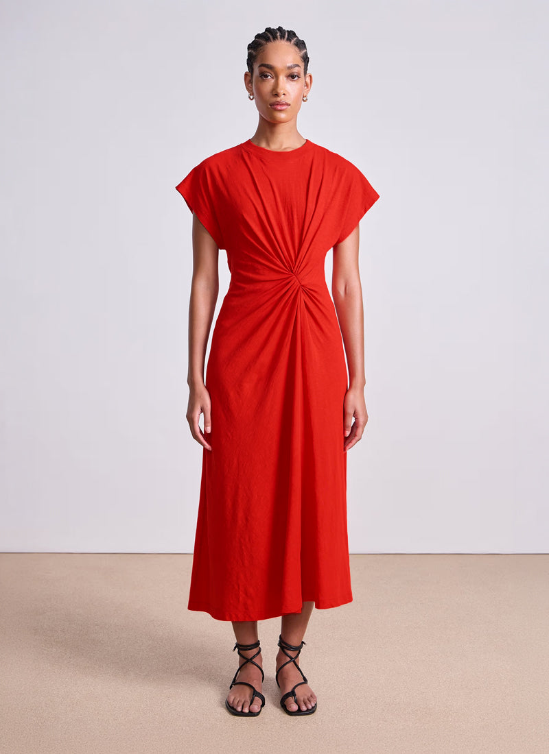 Apiece Apart Volta Twist Cotton Midi Dress
