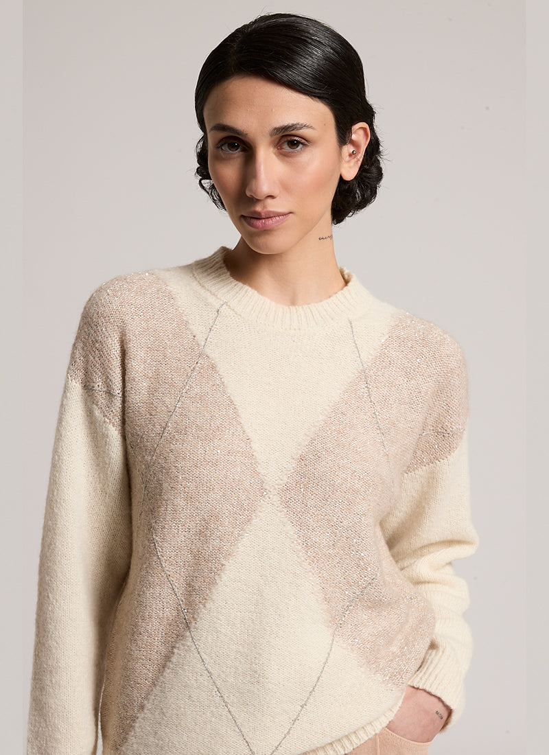 Argyle Alpaca Mouline Crew Sweater
