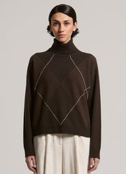 Argyle Silk Cashmere Turtleneck