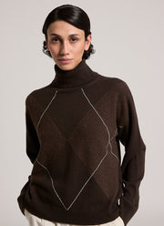 Argyle Silk Cashmere Turtleneck