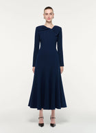Asymmetric Bow Neckline Wool Crepe Midi Dress by Roland Mouret at Andrews