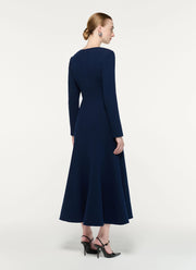 Asymmetric Bow Neckline Wool Crepe Midi Dress by Roland Mouret at Andrews