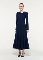 Asymmetric Bow Neckline Wool Crepe Midi Dress by Roland Mouret at Andrews