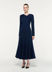 Asymmetric Bow Neckline Wool Crepe Midi Dress by Roland Mouret at Andrews