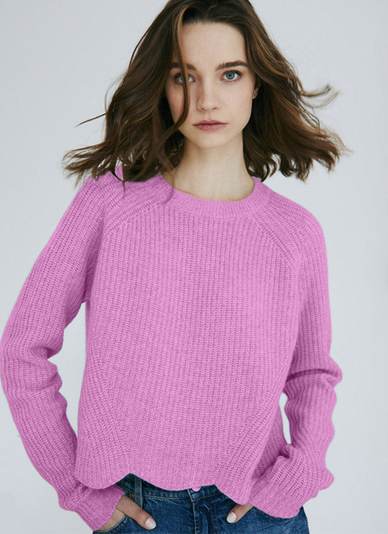 Autumn Cashmere Scalloped Shaker Pullover