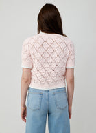 Autumn Cashmere Fancy Popcorn Stitch Short Sleeve Crew Neck Sweater