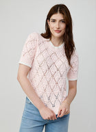 Autumn Cashmere Fancy Popcorn Stitch Short Sleeve Crew Neck Sweater