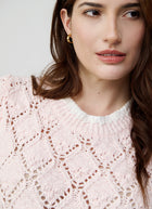 Autumn Cashmere Fancy Popcorn Stitch Short Sleeve Crew Neck Sweater