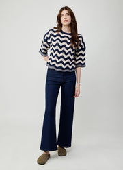 Zig Zag Stitch Short Sleeve Crew Top