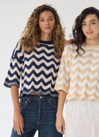  Zig Zag Stitch Short Sleeve Crew Top by Autumn Cashmere at Andrews 