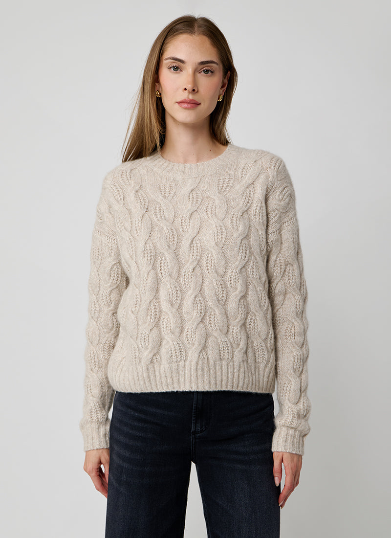 Autumn Cashmere Cable Crew Neck Sweater