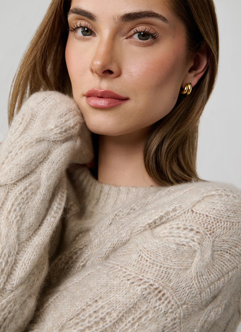Autumn Cashmere Cable Crew Neck Sweater