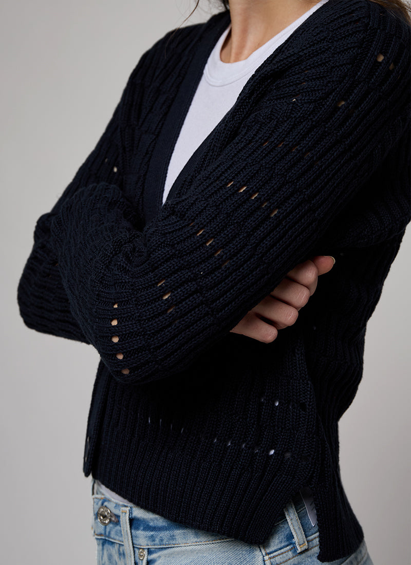 Cropped Boxy Broken Rib Stitch Cardigan by Autumn Cashmere | Andrews